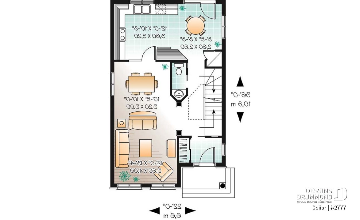 Rez-de-chaussée - Plan de maison économique, 3 chambres, espace dînette tout en lumière, buanderie à l'étage, walk-in - Colter