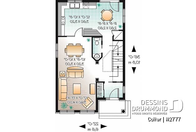 Rez-de-chaussée - Plan de maison économique, 3 chambres, espace dînette tout en lumière, buanderie à l'étage, walk-in - Colter