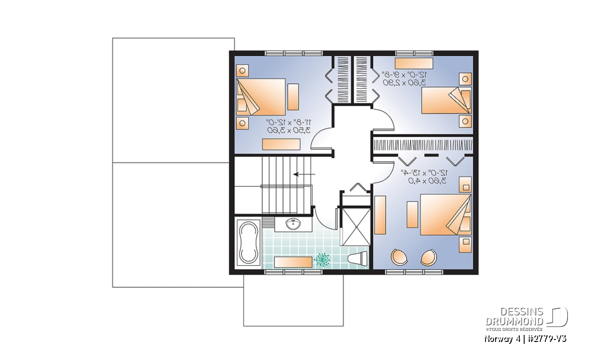 Étage - Maison de style transitionnel, 3 chambres, îlot à la cuisine, grande terrasse, bureau à domicile - Norway 4