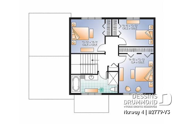 Étage - Maison de style transitionnel, 3 chambres, îlot à la cuisine, grande terrasse, bureau à domicile - Norway 4