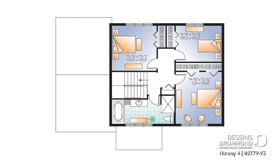 Étage - Maison de style transitionnel, 3 chambres, îlot à la cuisine, grande terrasse, bureau à domicile - Norway 4