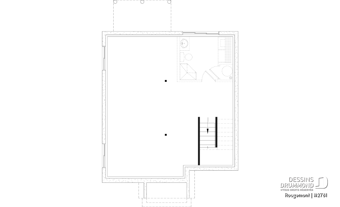 Sous-sol aménageable - Plan de maison à étage style cottage anglais avec sous-sol optionnel au Québec. - Rougemont