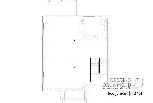 Sous-sol aménageable - Plan de maison à étage style cottage anglais avec sous-sol optionnel au Québec. - Rougemont
