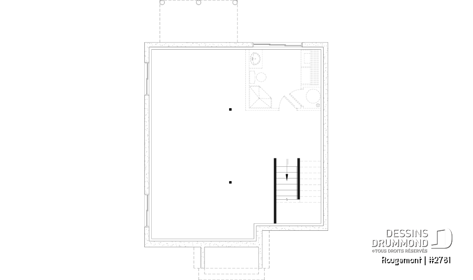 Sous-sol aménageable - Plan de maison à étage style cottage anglais avec sous-sol optionnel au Québec. - Rougemont