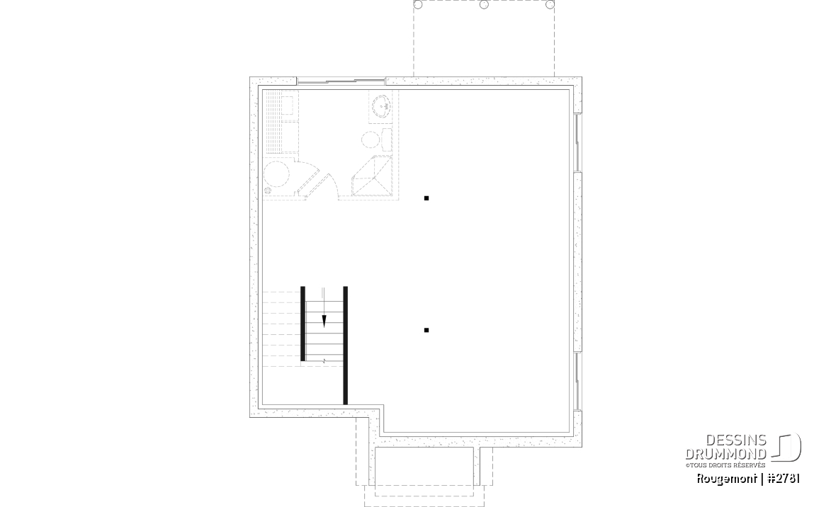 Sous-sol aménageable - Plan de maison à étage style cottage anglais avec sous-sol optionnel au Québec. - Rougemont