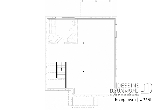 Sous-sol aménageable - Plan de maison à étage style cottage anglais avec sous-sol optionnel au Québec. - Rougemont
