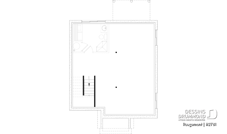 Sous-sol aménageable - Plan de maison à étage style cottage anglais avec sous-sol optionnel au Québec. - Rougemont