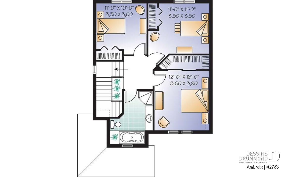 Étage - Plan de cottage abordable offrant 3 grandes chambres,  buanderie au rez-de-chaussée et vestibule fermé - Ambroix