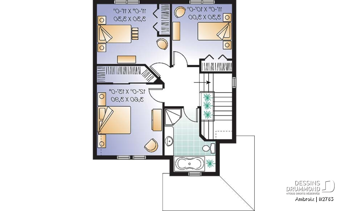 Étage - Plan de cottage abordable offrant 3 grandes chambres,  buanderie au rez-de-chaussée et vestibule fermé - Ambroix