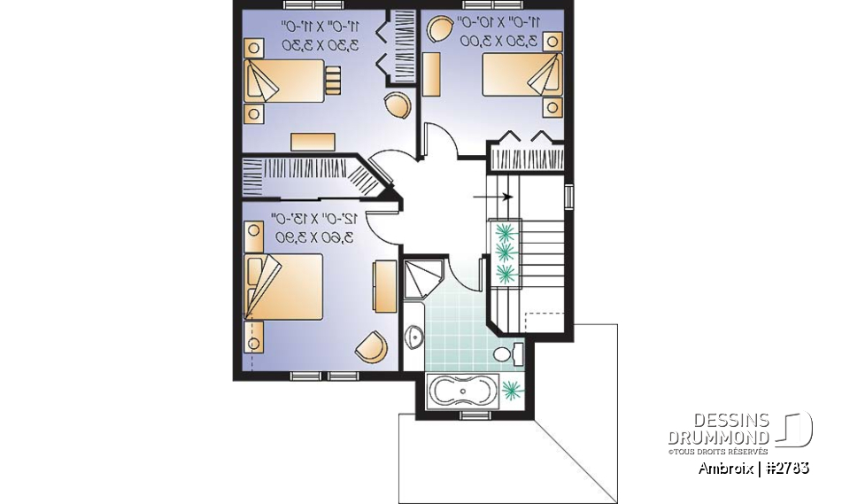 Étage - Plan de cottage abordable offrant 3 grandes chambres,  buanderie au rez-de-chaussée et vestibule fermé - Ambroix