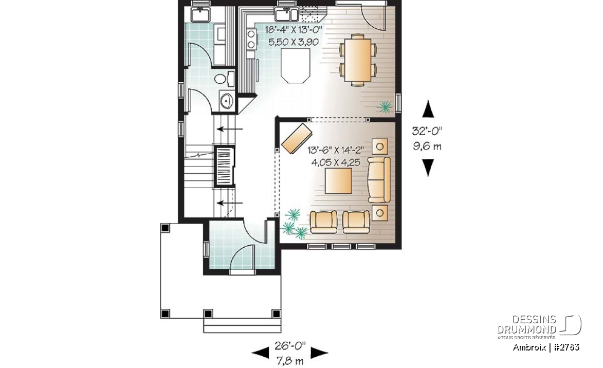 Rez-de-chaussée - Plan de cottage abordable offrant 3 grandes chambres,  buanderie au rez-de-chaussée et vestibule fermé - Ambroix