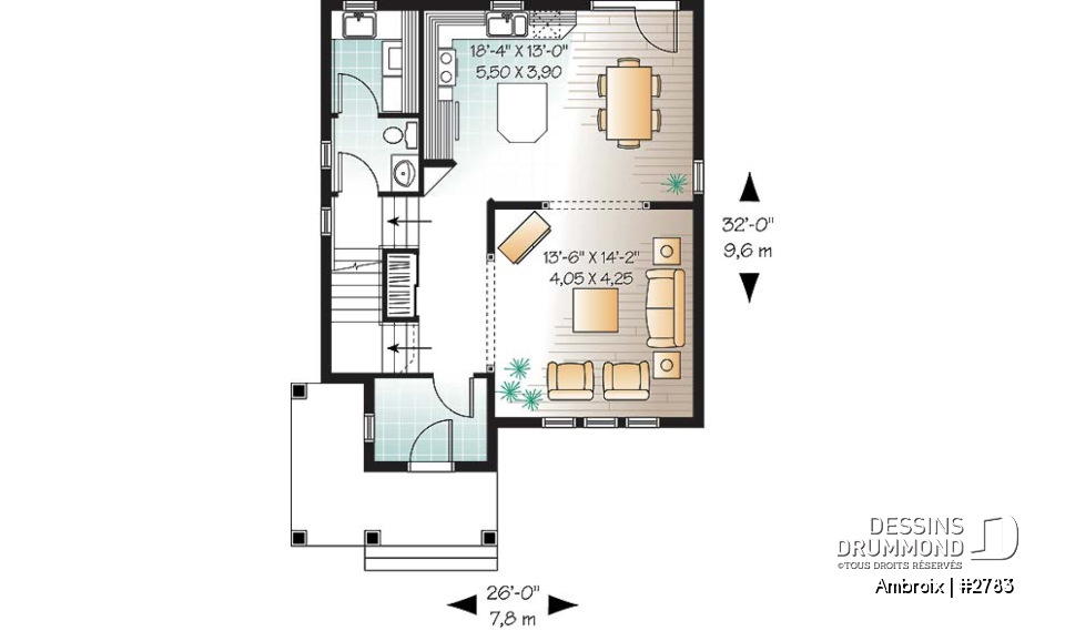 Rez-de-chaussée - Plan de cottage abordable offrant 3 grandes chambres,  buanderie au rez-de-chaussée et vestibule fermé - Ambroix