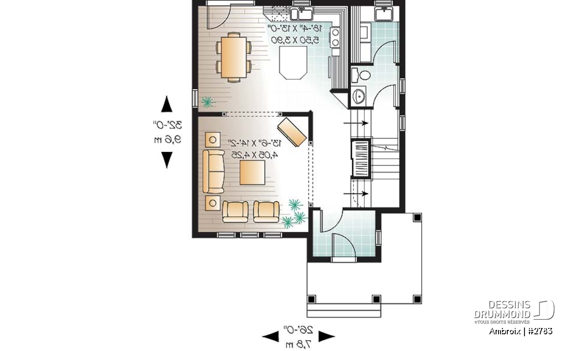 Rez-de-chaussée - Plan de cottage abordable offrant 3 grandes chambres,  buanderie au rez-de-chaussée et vestibule fermé - Ambroix