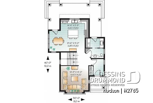 Rez-de-chaussée - Modèle de maison à étage pour terrain étroit, galerie abrité avant et arrière, coût abordable, 3 chambres - Stamford