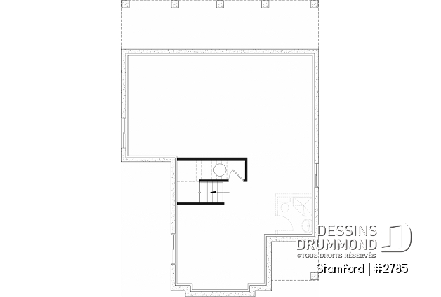 Sous-sol aménageable - Plan de maison pour terrain étroit, 3 à 5 chambres, sous-sol aménagé (optionnel $), grande terrasse abritée - Stamford