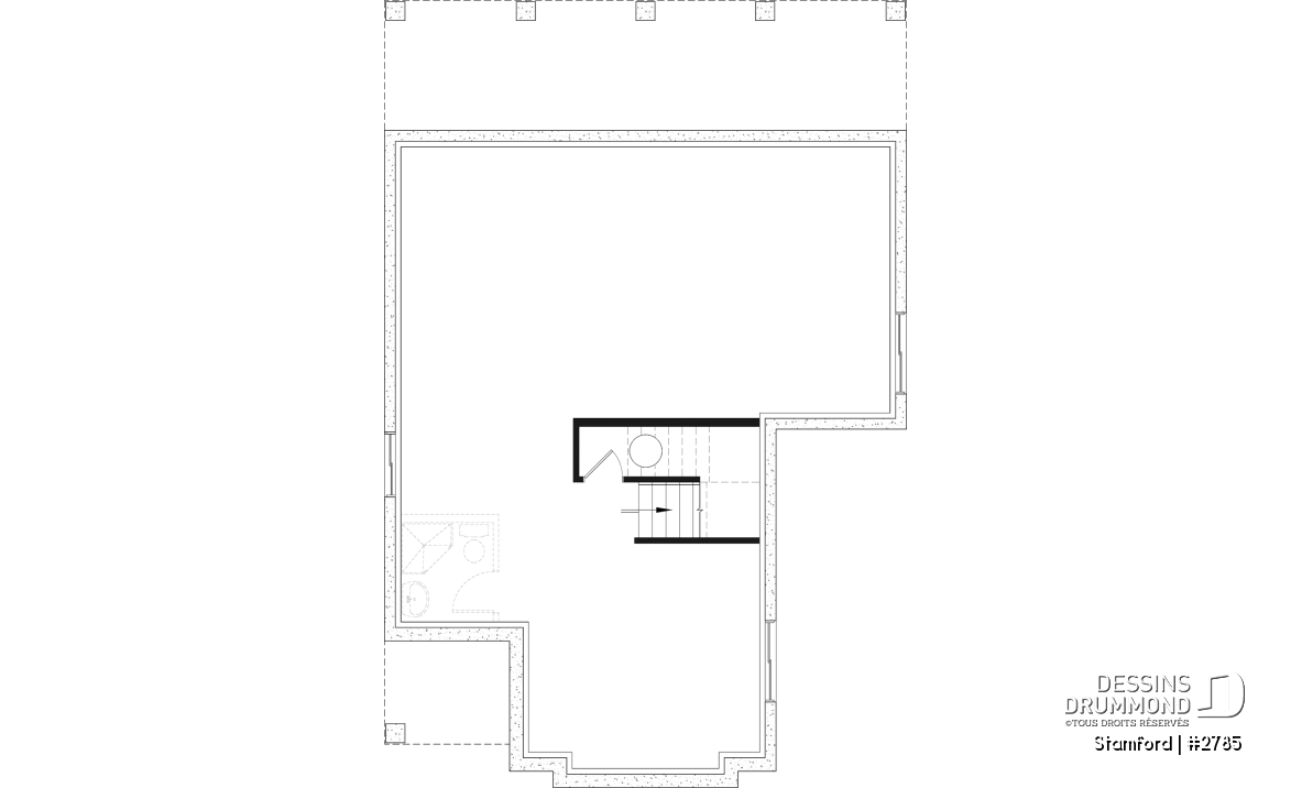 Sous-sol aménageable - Plan de maison pour terrain étroit, 3 à 5 chambres, sous-sol aménagé (optionnel $), grande terrasse abritée - Stamford