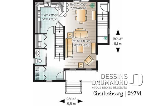 Rez-de-chaussée - Maison champêtre, 3 chambres, rangement, grande cuisine - Charlesbourg