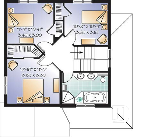 Étage - Plan de maison abordable de 3 chambres, cuisine de bon format, grande salle familiale, buanderie au premier - Candie