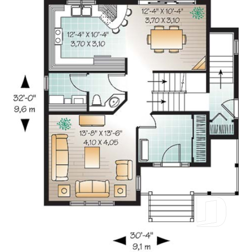 Rez-de-chaussée - Plan de maison abordable de 3 chambres, cuisine de bon format, grande salle familiale, buanderie au premier - Candie