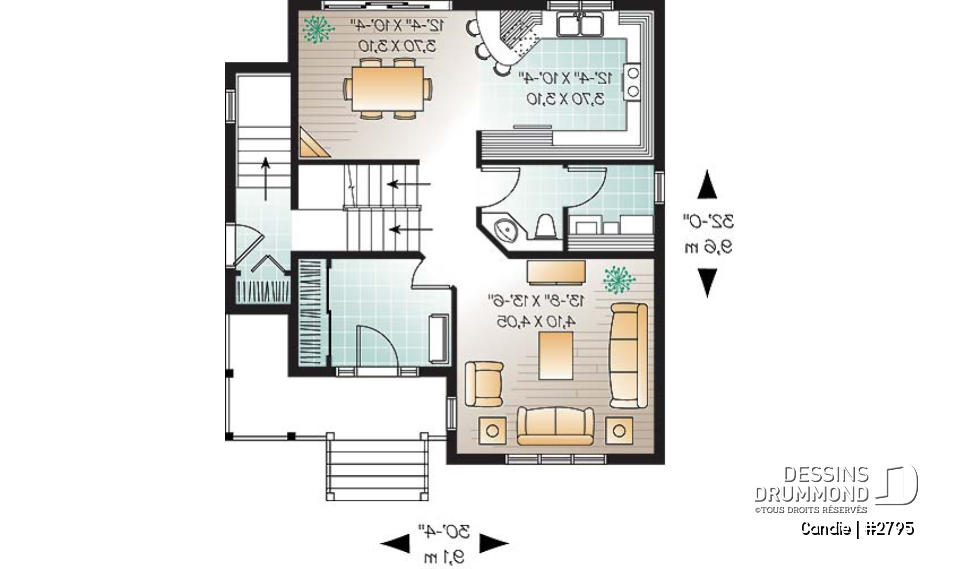Rez-de-chaussée - Plan de maison abordable de 3 chambres, cuisine de bon format, grande salle familiale, buanderie au premier - Candie