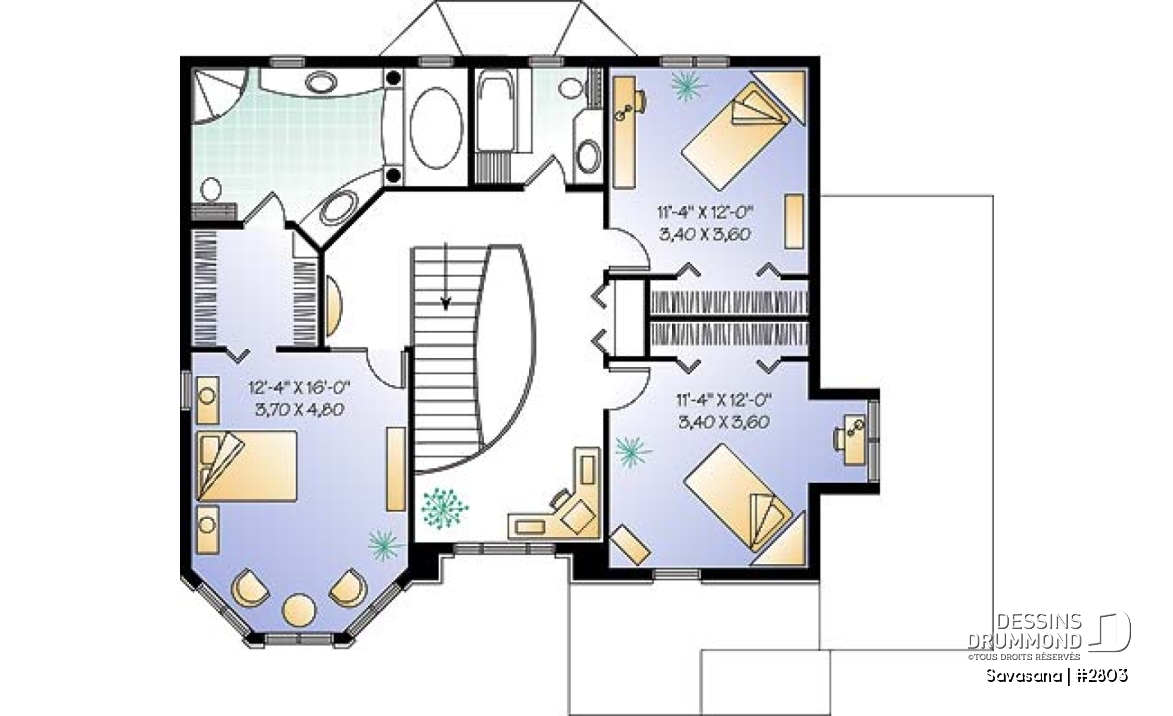 Étage - Plan de maison d'inspiration victorienne, superbe suite des parents, garage double ou bureau - Savasana