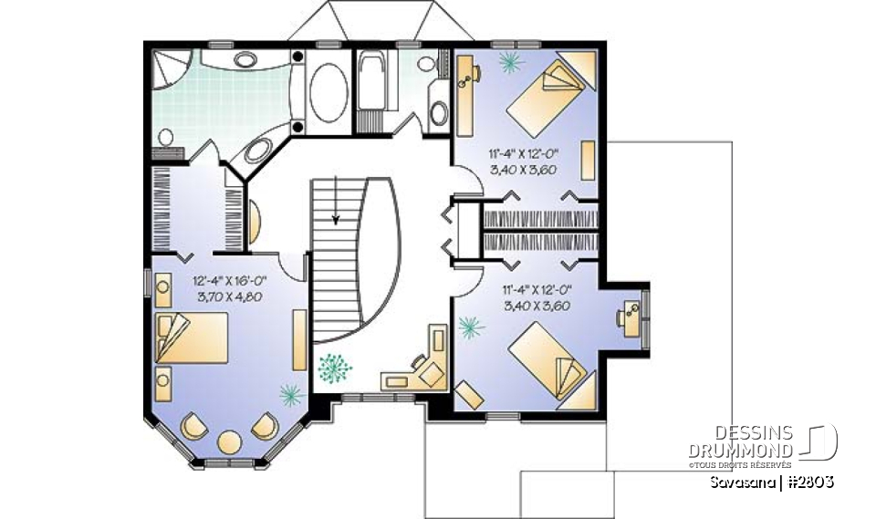 Étage - Plan de maison d'inspiration victorienne, superbe suite des parents, garage double ou bureau - Savasana