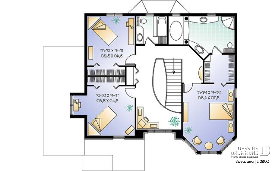 Étage - Plan de maison d'inspiration victorienne, superbe suite des parents, garage double ou bureau - Savasana