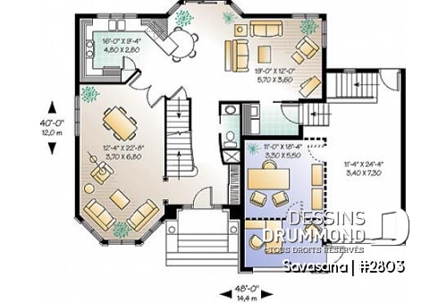 Rez-de-chaussée - Plan de maison d'inspiration victorienne, superbe suite des parents, garage double ou bureau - Savasana
