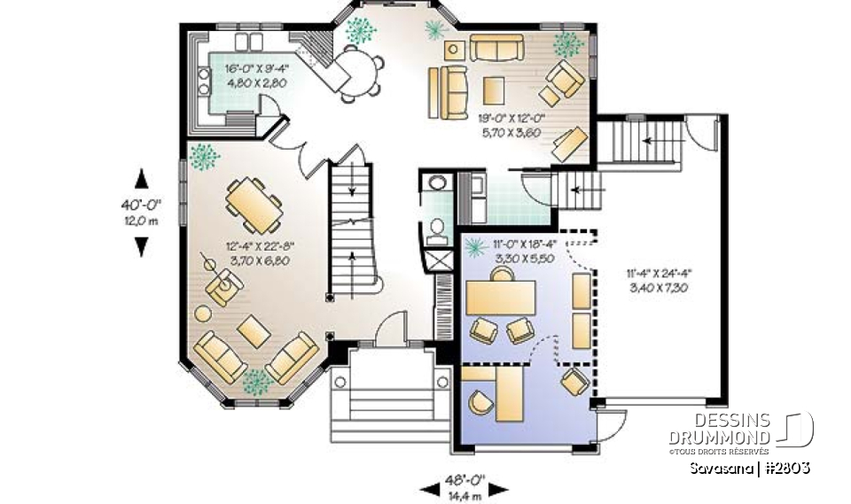 Rez-de-chaussée - Plan de maison d'inspiration victorienne, superbe suite des parents, garage double ou bureau - Savasana