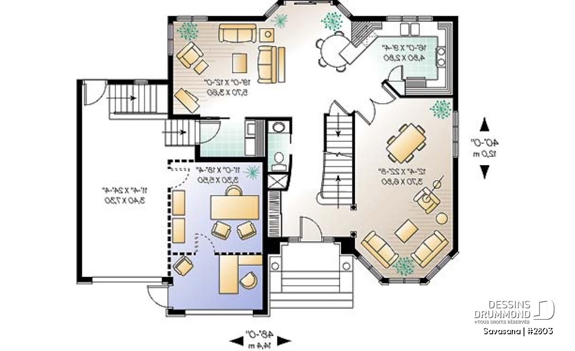 Rez-de-chaussée - Plan de maison d'inspiration victorienne, superbe suite des parents, garage double ou bureau - Savasana