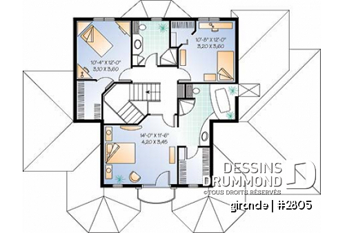 Étage - Plan de maison classique, 3+ chambres, plafond 9' au rdc, balcon à la suite des maîtres, garage - Gironde