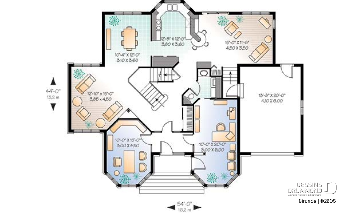 Rez-de-chaussée - Plan de maison classique, 3+ chambres, plafond 9' au rdc, balcon à la suite des maîtres, garage - Gironde