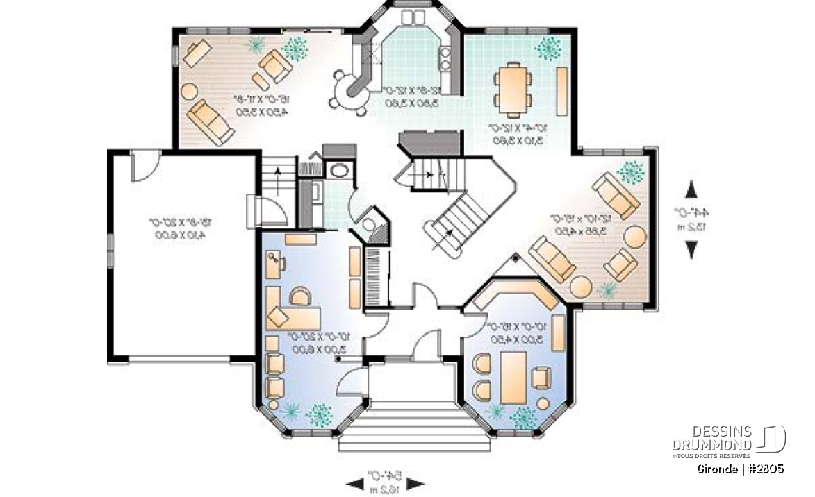 Rez-de-chaussée - Plan de maison classique, 3+ chambres, plafond 9' au rdc, balcon à la suite des maîtres, garage - Gironde