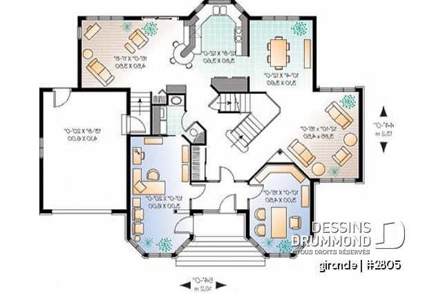 Rez-de-chaussée - Plan de maison classique, 3+ chambres, plafond 9' au rdc, balcon à la suite des maîtres, garage - Gironde