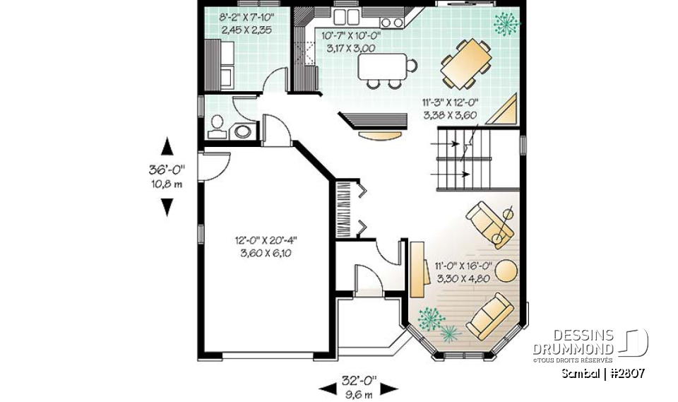 Rez-de-chaussée - Maison d'influence victorienne avec garage, vestibule à l'entrée, suite des parents à l'étage - Sambal