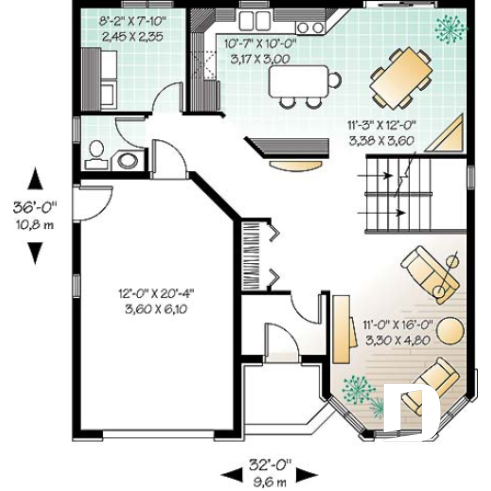 Rez-de-chaussée - Maison d'influence victorienne avec garage, vestibule à l'entrée, suite des parents à l'étage - Sambal