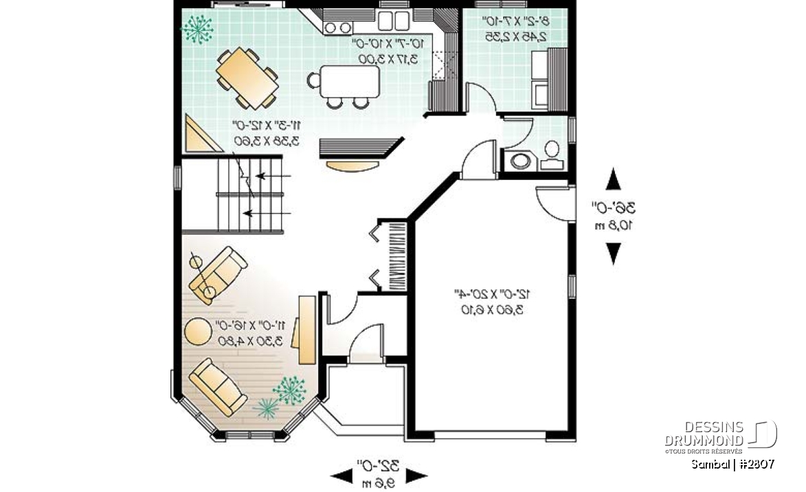 Rez-de-chaussée - Maison d'influence victorienne avec garage, vestibule à l'entrée, suite des parents à l'étage - Sambal