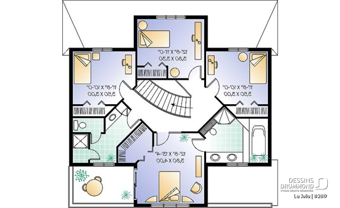 Étage - Modèle méditerranéen, vue panoramique, 4 chambres, atrium, plafond 9' - La Jolla