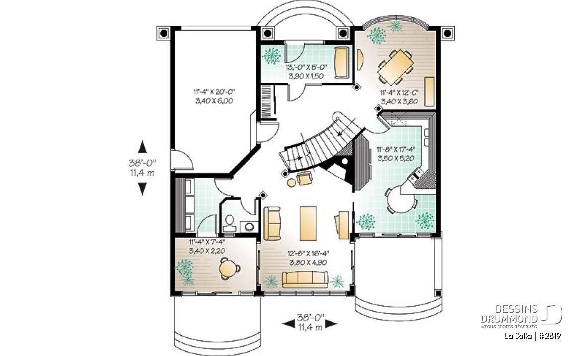 Rez-de-chaussée - Modèle méditerranéen, vue panoramique, 4 chambres, atrium, plafond 9' - La Jolla