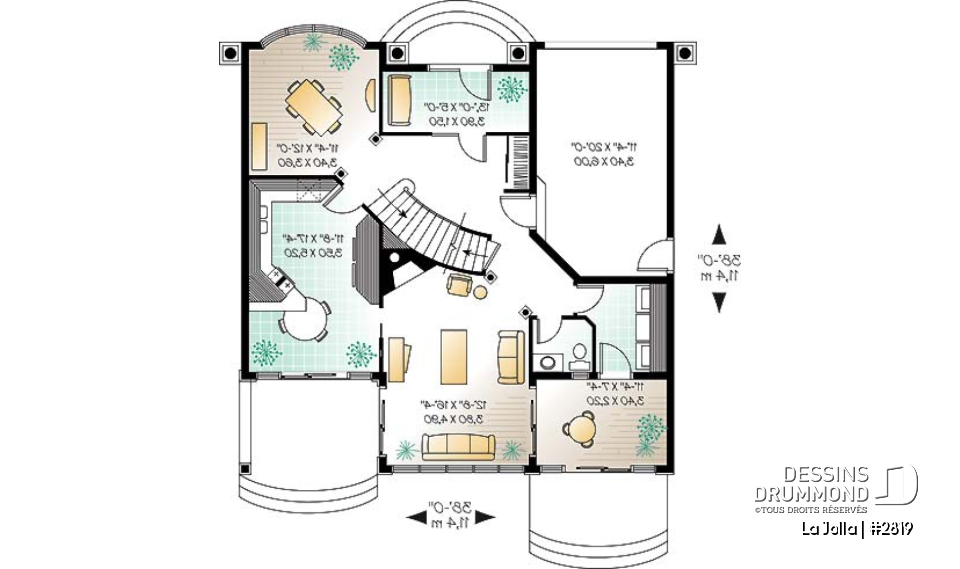 Rez-de-chaussée - Modèle méditerranéen, vue panoramique, 4 chambres, atrium, plafond 9' - La Jolla