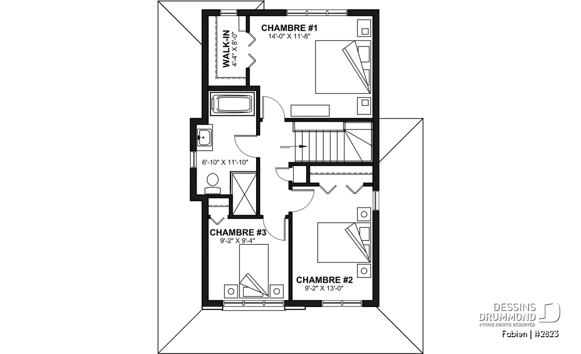 Étage - Modèle de maison champêtre à étage avec garage – Idéal pour lot étroit - Fabien