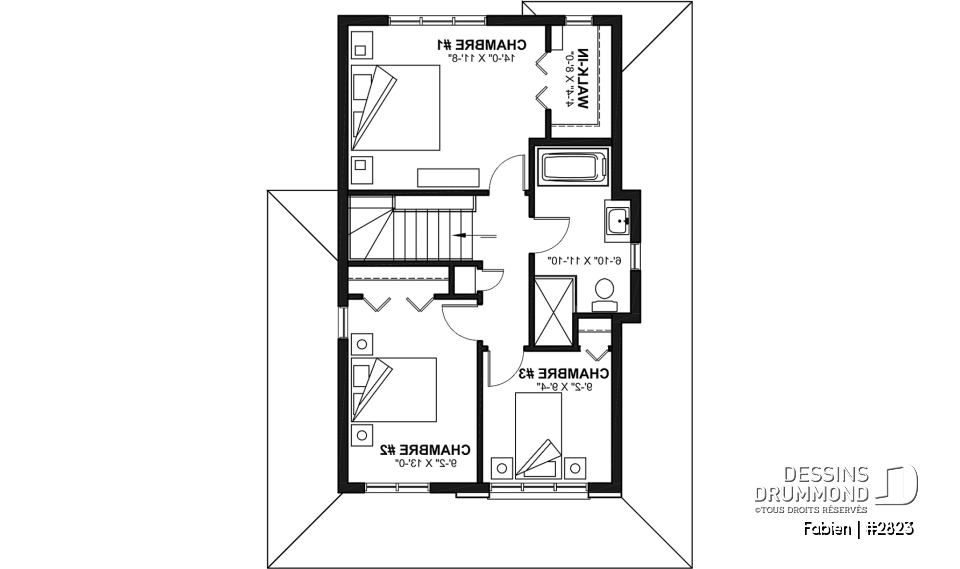 Étage - Modèle de maison champêtre à étage avec garage – Idéal pour lot étroit - Fabien