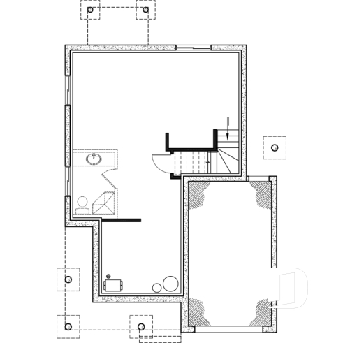 Sous-sol - Modèle de maison champêtre à étage avec garage – Idéal pour lot étroit - Fabien