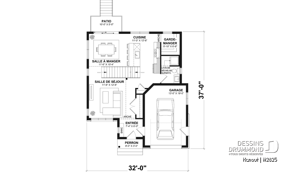 Rez-de-chaussée - Maison nordique moderne avec plafond cathédrale, grande mezzanine et lumière naturelle abondante - Hanout