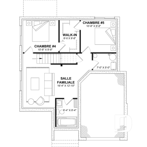 Sous-sol aménagé (Optionel $) - Maison nordique moderne avec plafond cathédrale, grande mezzanine et lumière naturelle abondante - Hanout
