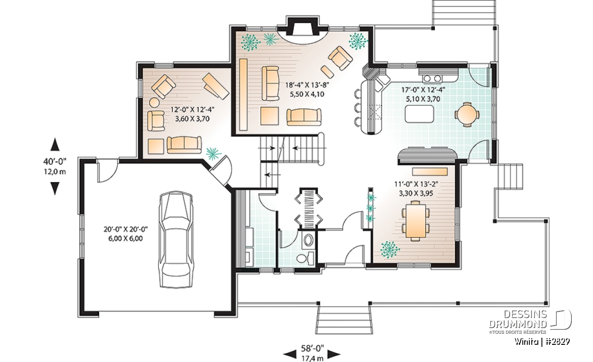 Rez-de-chaussée - Maison style américain, grande chambre des maîtres, 3 chambres, cinéma maison, foyer, grande cuisine, garage - Winita