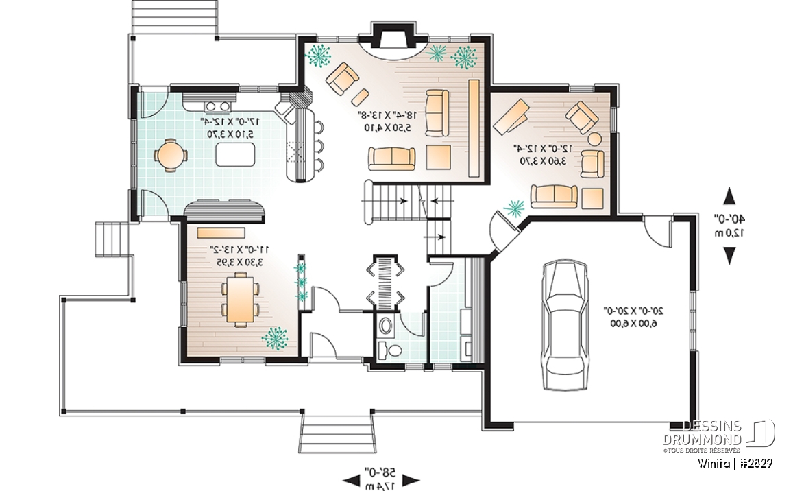 Rez-de-chaussée - Maison style américain, grande chambre des maîtres, 3 chambres, cinéma maison, foyer, grande cuisine, garage - Winita