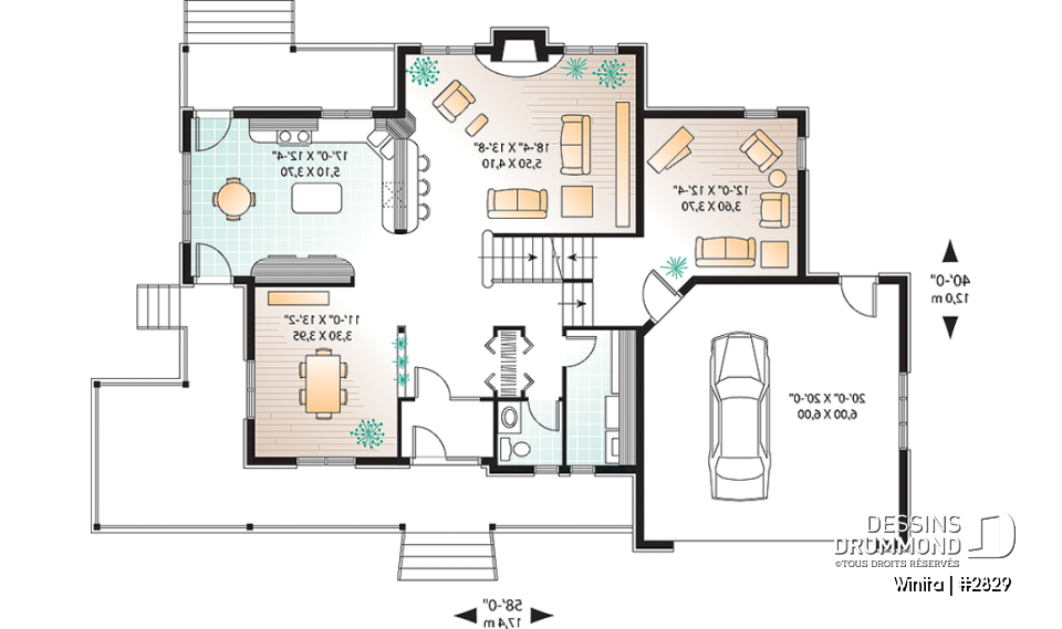 Rez-de-chaussée - Maison style américain, grande chambre des maîtres, 3 chambres, cinéma maison, foyer, grande cuisine, garage - Winita
