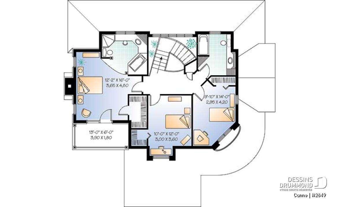 Étage - Salle familiale avec foyer, bureau à domicile, grande cuisine, terrasse - Canne