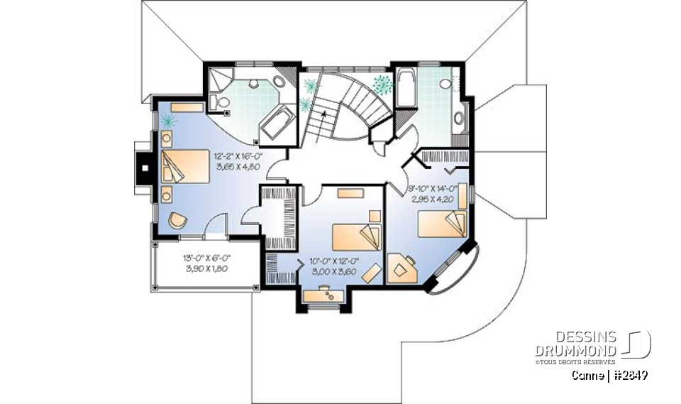Étage - Salle familiale avec foyer, bureau à domicile, grande cuisine, terrasse - Canne